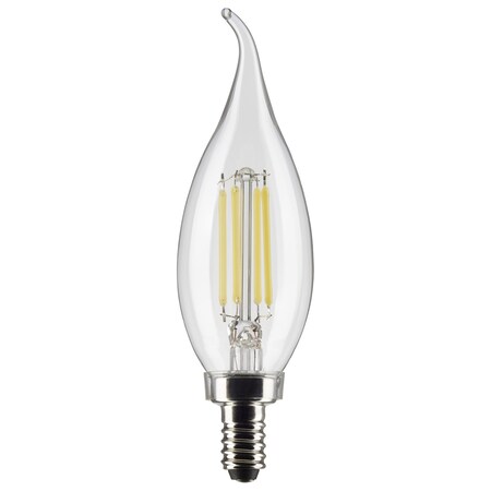 Satco 4 Watt CA11 LED Lamp, Clear, Candelabra Base, 90 CRI, 2700K, 120 Volts S21296